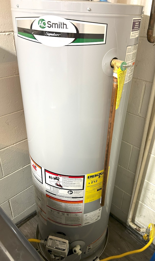 utility room with water heater