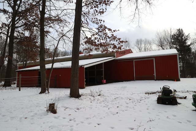 view of snow covered property