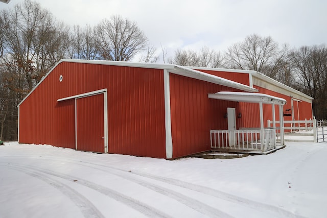 view of snow covered structure