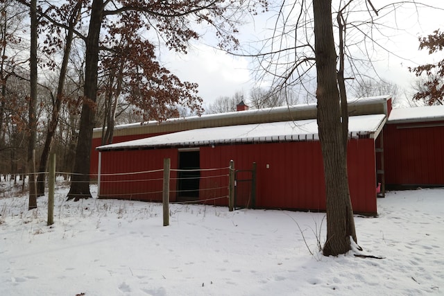 view of snow covered property