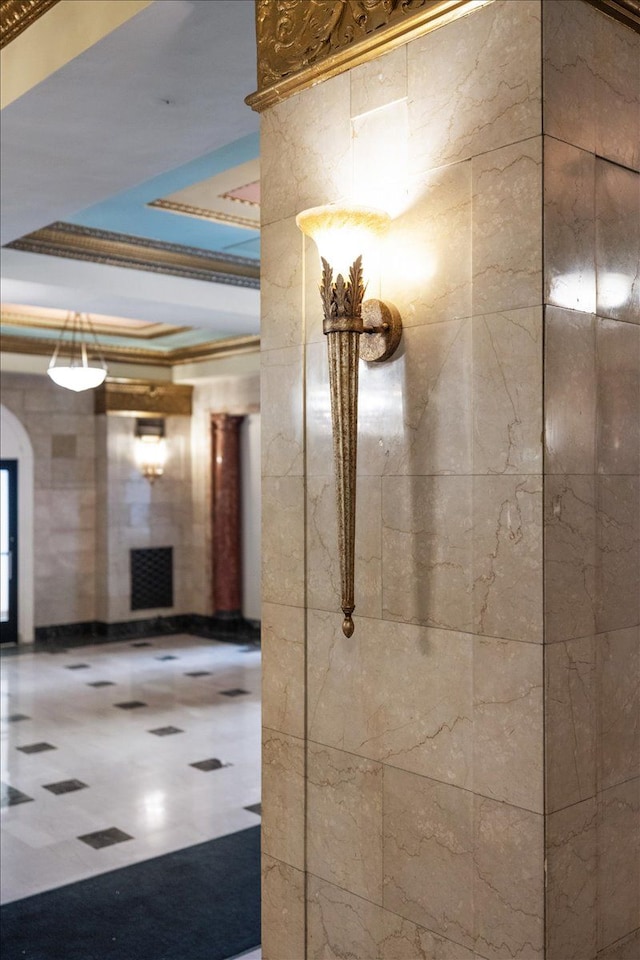 interior space with ornamental molding