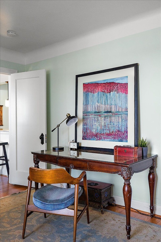 interior space with hardwood / wood-style floors