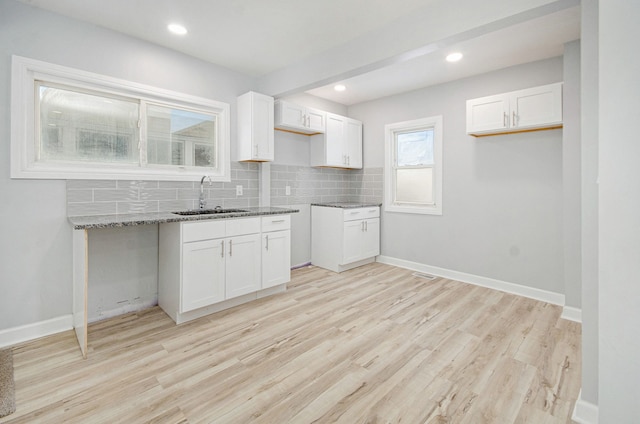 kitchen featuring white cabinetry, light hardwood / wood-style floors, and sink