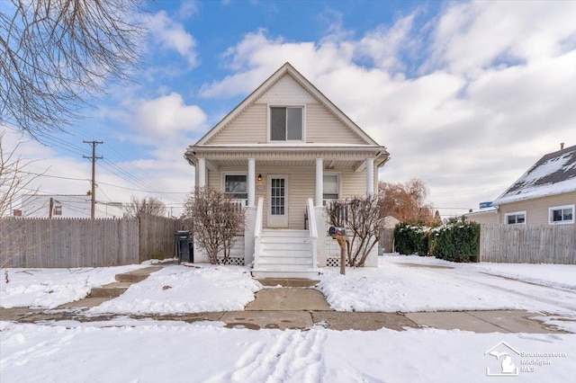 bungalow featuring a porch