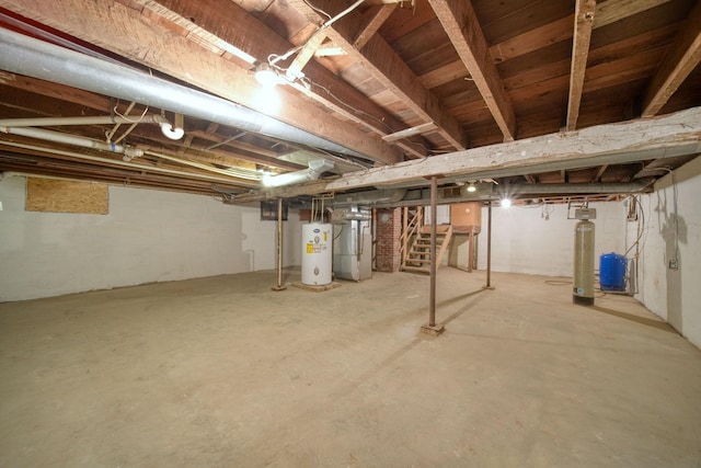 basement featuring water heater