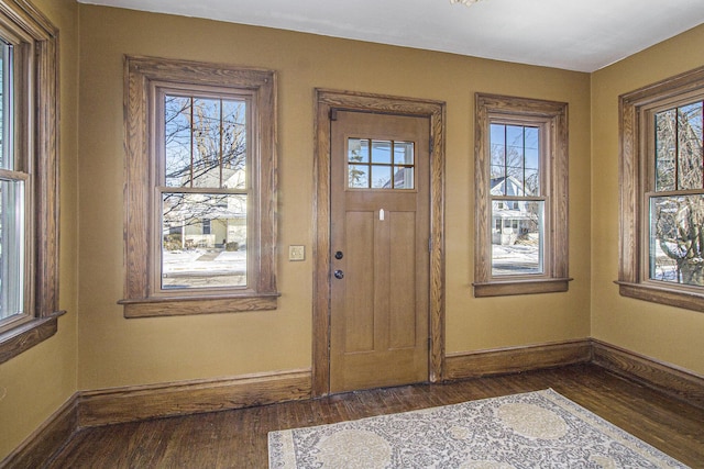 foyer with dark hardwood / wood-style floors