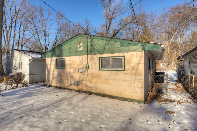 view of snow covered property