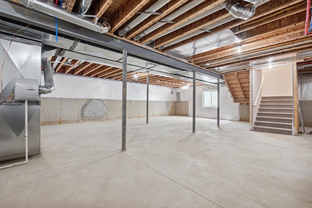 basement with heating unit