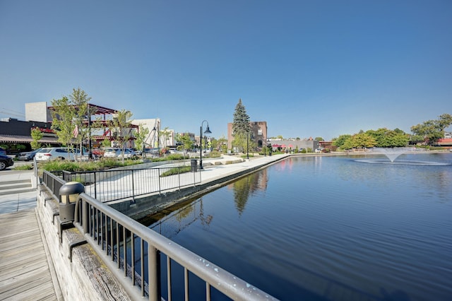 view of dock featuring a water view