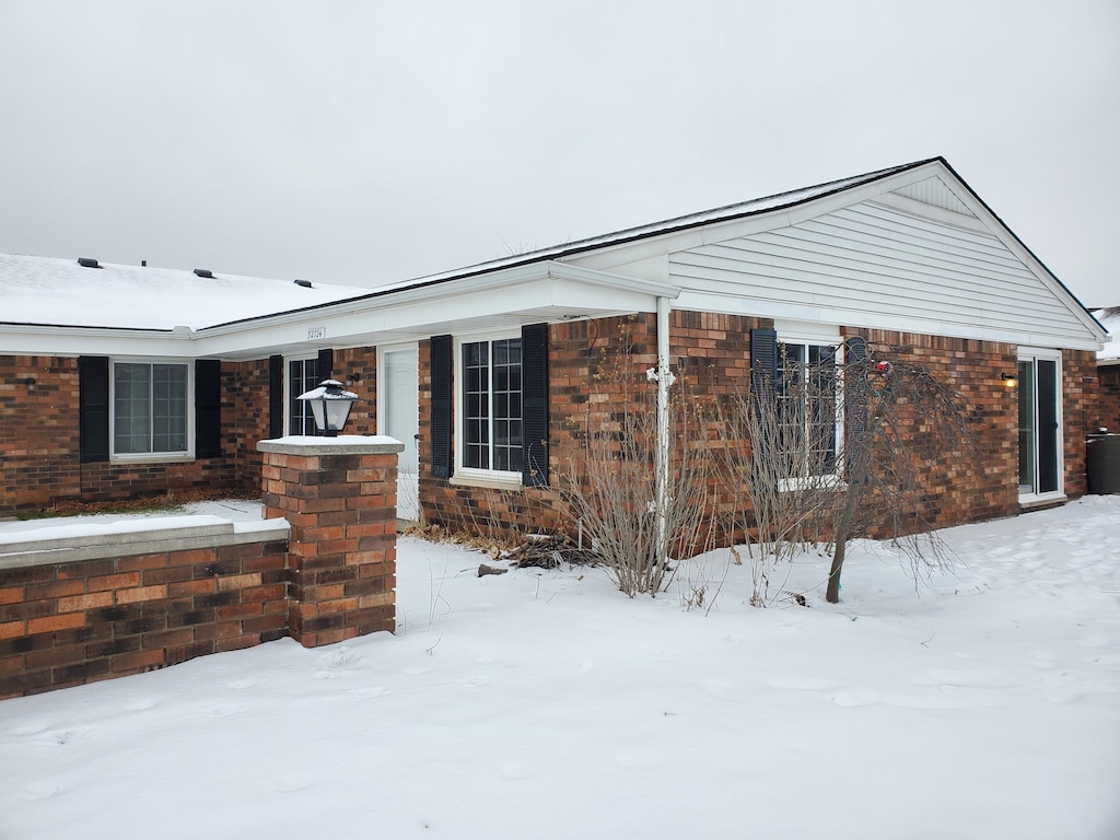 view of snow covered exterior