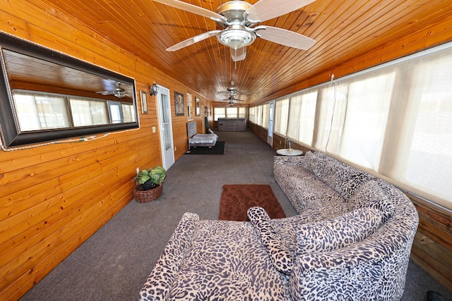 interior space with wooden ceiling