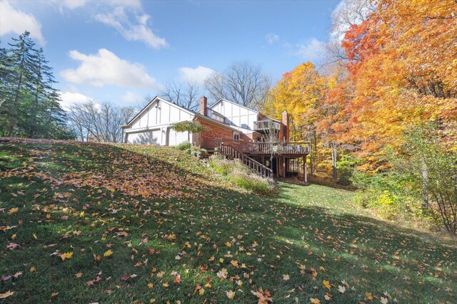 view of yard featuring a deck