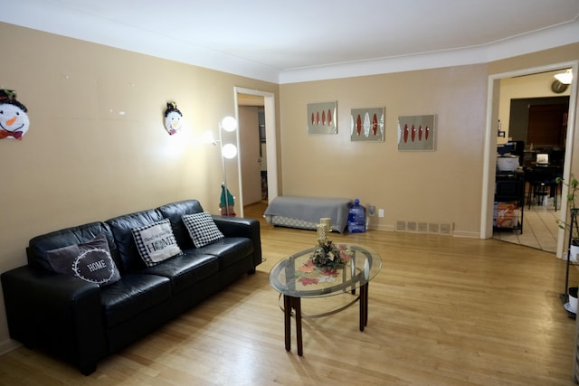 living room featuring light wood-type flooring