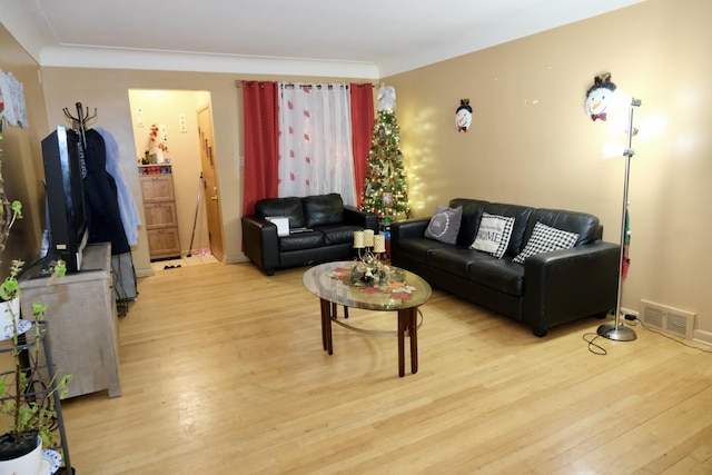 living room with light wood-type flooring