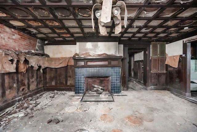 649 Van Dyke St, Detroit, MI 48214 - interior space with coffered ceiling