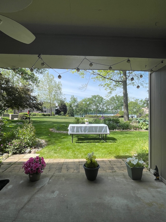 exterior space with a yard and a patio area