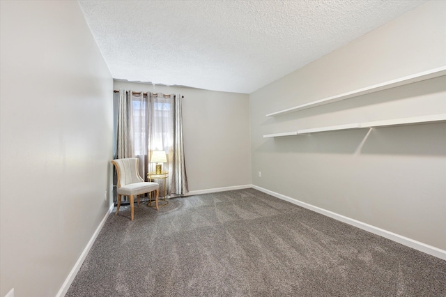 unfurnished room featuring carpet and a textured ceiling