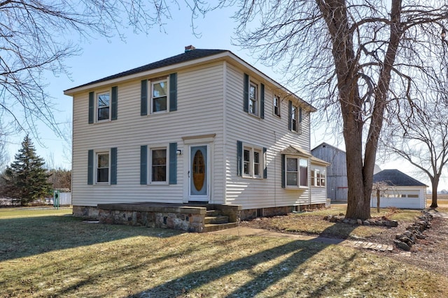 colonial house with a front lawn