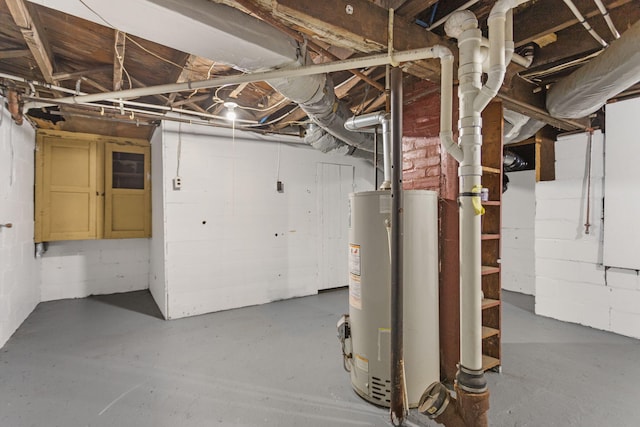 basement with water heater