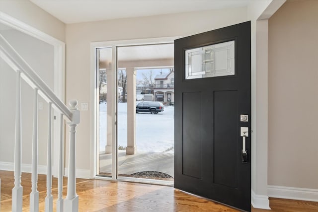 entrance foyer with wood-type flooring