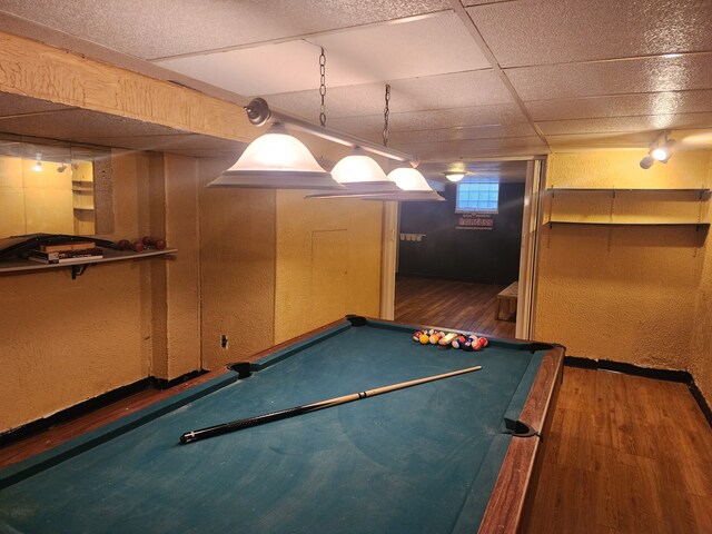 recreation room featuring dark hardwood / wood-style floors and pool table