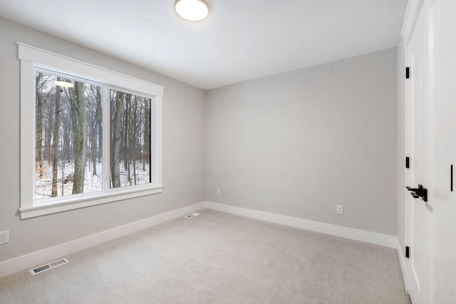 spare room featuring light colored carpet and a healthy amount of sunlight