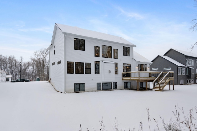 view of snow covered property