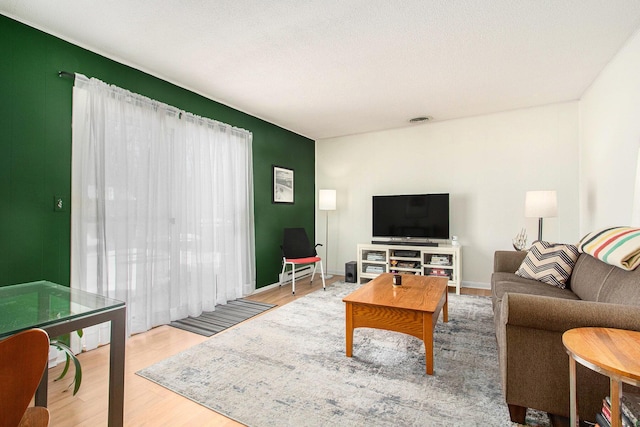 living room featuring light hardwood / wood-style floors and plenty of natural light