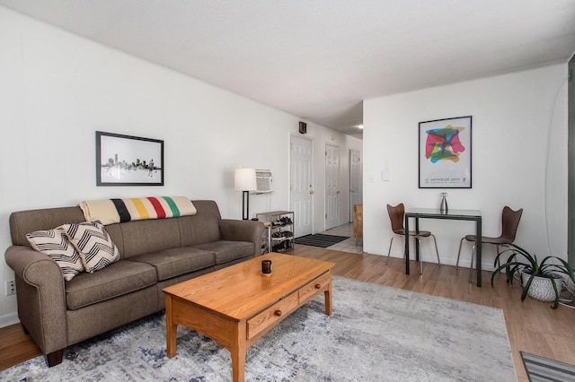 living room with light hardwood / wood-style floors