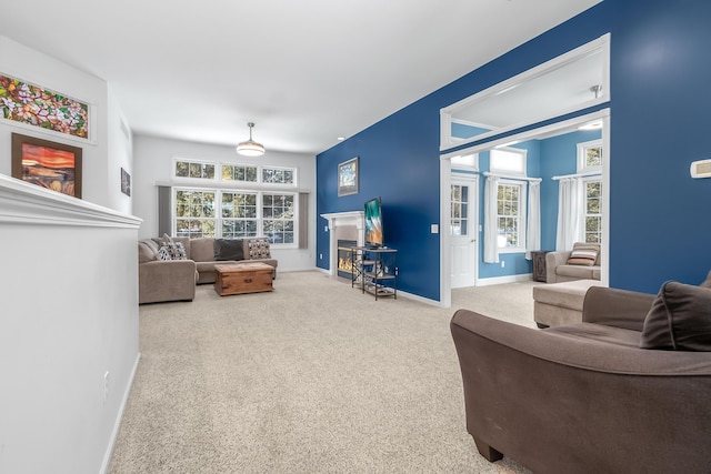 living room with carpet