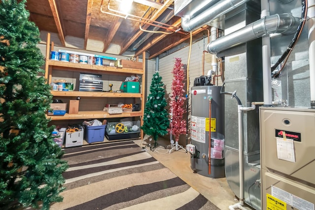 basement with gas water heater