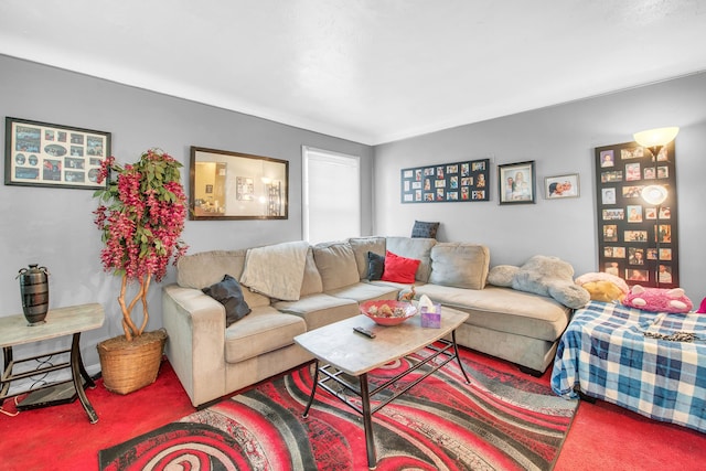 living room featuring carpet flooring