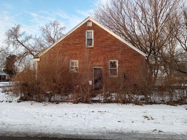 view of snow covered exterior