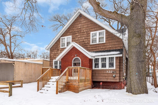 view of snow covered property