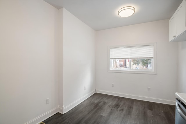 empty room with dark hardwood / wood-style floors