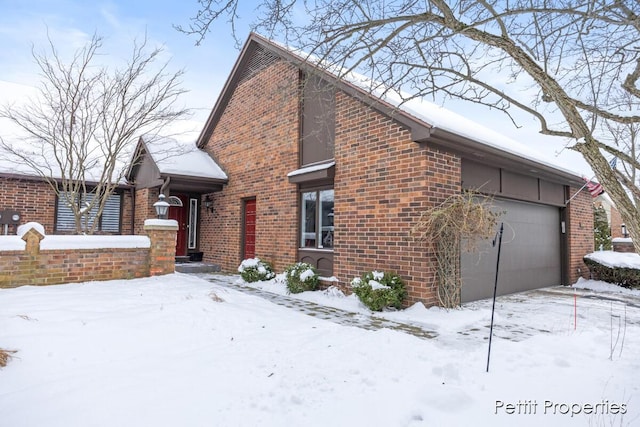 view of snow covered property