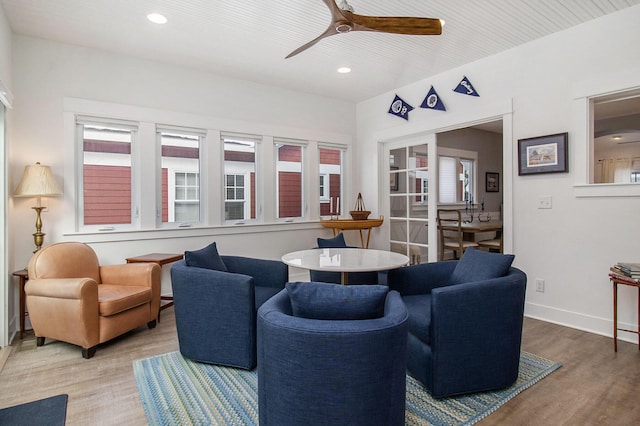 5 Georgia Ct, Pentwater, MI 49449 - living area with ceiling fan, recessed lighting, wood finished floors, and baseboards