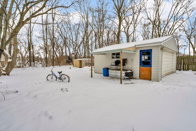 view of snow covered structure