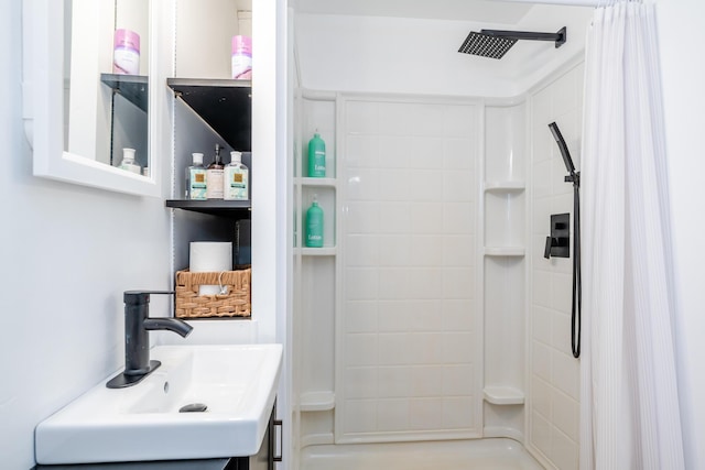 bathroom featuring sink and a shower