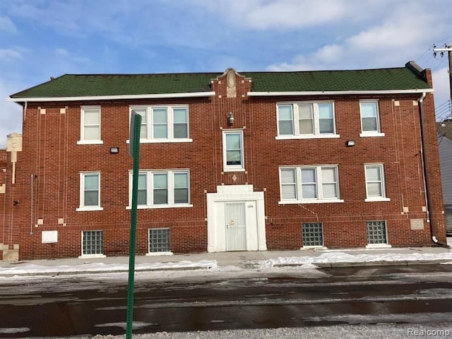 view of snow covered property