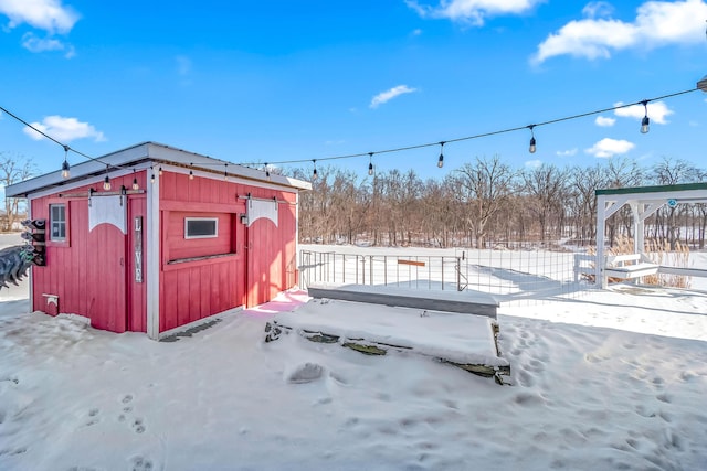 view of snow covered structure