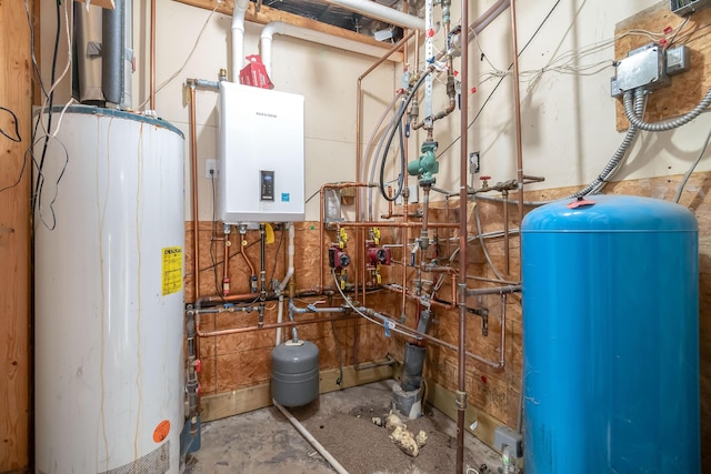 utilities with water heater and tankless water heater