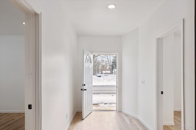 entrance foyer with light hardwood / wood-style flooring