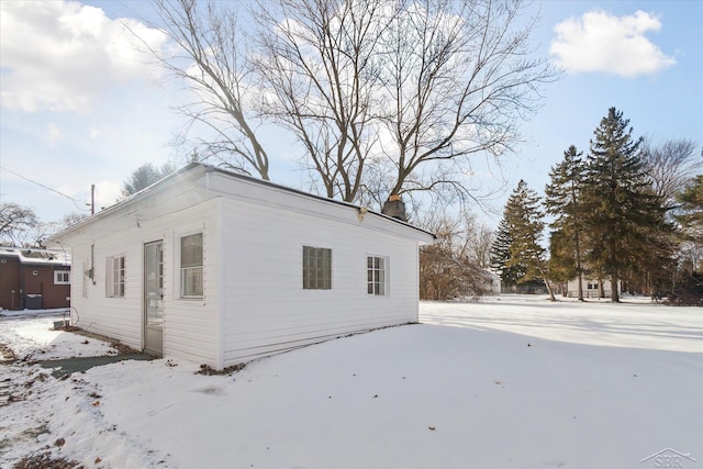 view of snow covered exterior