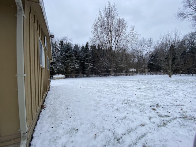 view of yard covered in snow