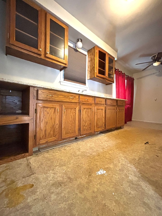 kitchen featuring ceiling fan