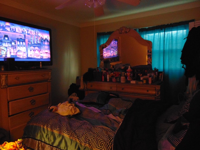 bedroom featuring ceiling fan