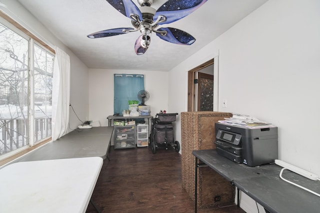 416 S Michigan Ave, Manton, MI 49663 - office area featuring wood finished floors and a ceiling fan