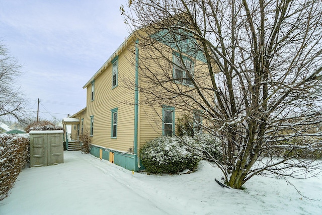 view of snow covered exterior