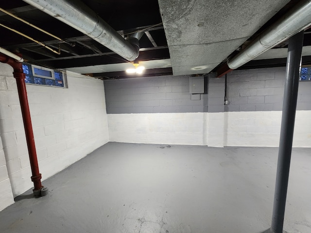 view of unfinished basement